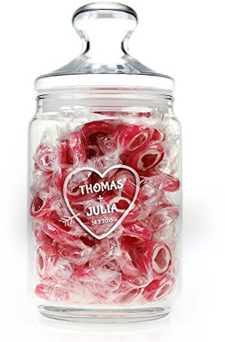 Casa Vivente Bonbonglas zur Hochzeit mit Deckel und Gravur Armors Pfeil - Personalisert mit Namen und Datum - 1000 ml - Bonboniere aus Glas mit Deckel zur Hochzeit oder als Liebesgeschenk