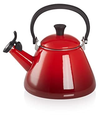 Le Creuset Kone Stove-Top Kettle with Whistle, Suitable for All Hob Types Including Induction, Enamelled Steel, Capacity: 1.6 L, Cerise, 40101020600000