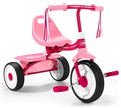Radio Flyer Fold 2 Go Dreirad, komplett montiert, rosafarbenes Klapp-Dreirad, Kleinkinder von 1,5-3 Jahren