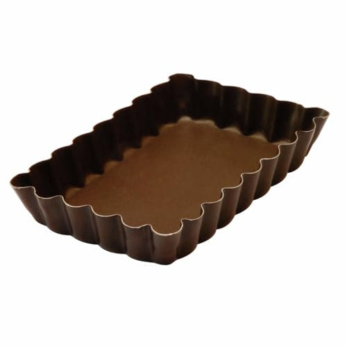Gobel - Moule à Tartelette Rectangulaire Cannelée - Fond Fixe - 12 x 7,5 cm - Acier - Revêtement Antiadhérent Bicouche Garanti sans PFAS - Qualité Professionnelle – Fabriqué en France