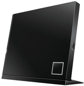Asus SBC-06D2X-U externes Slim Blu-Ray BDXL Combo (6x BD-R Lesen, 8x DVD±R, 6x DVD±R DL, 5x DVD-RAM, USB 2.0) inkl. Cyberlink Power2Go, Hochglanz Schwarz