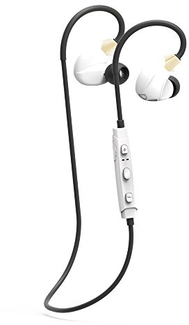 Cannice SC1413 Y4 Bluetooth Kopfhörer In Ear | Kabellose 4.1 Sport Kopfhörer Stereo mit Ohrbügel | 10m Reichweite, Ultra leicht, wasserabweisend, weiß/Gold