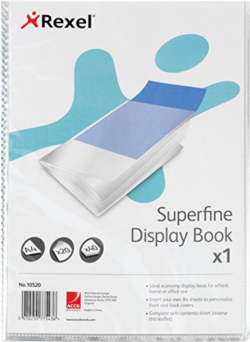 Rexel 10520 Präsentationsmappe (sehr fein, A4) 20 Hüllen transparent/schwarz