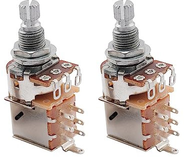 Musiclily B500K Metric Coarse 18-Spline Split Shaft Pots Push/Pull Linear Taper Potentiometers for Electric Guitar Bass (Set of 2)