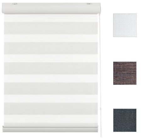 Jaloutec Doppelrollo, Duorollo, mit Blende und Seitenzugkette in Weiss, Anthrazit, Braun, Schwarz (Braun, 120 x 175 cm BxH)