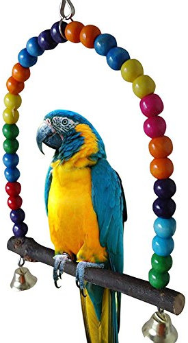 Columpio de madera para aves, periquitos, loros, tortolitos