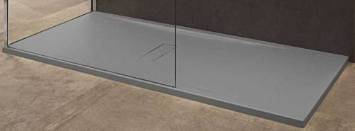 Piatto Doccia Filo Appoggio Pavimento Novellini Custom Grigio Misura 120x90 Spessore 3,5 cm Piletta Scarico Inclusa Stabile Resistente Profilo Rinforzo Metallo Lastra Acrilico Ultrapiatto Sottile