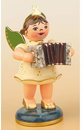 Engel mit Ziehharmonika - 6,5cm / Weihnachtsengel - Original Erzgebirge Engel -Hubrig Volkskunst