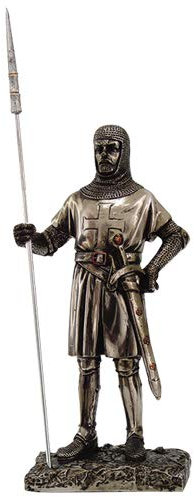 Crusader Knight Statue silber Finishing kalt gegossen Kunstharz Statue 17,8 cm (8715)