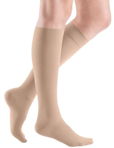 medi mediven elegance Kompressionsstrümpfe Kniestrümpfe | CCL1 | Beige | Größe: IV | geschl. Spitze | Normal | Ohne Haftband