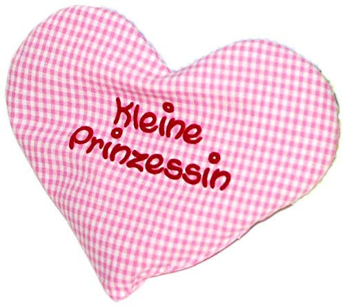Herzkissen mit Spruch für Babys Wärmekissen mit Rapssamen Rapskissen mit Spruch Körnerkissen Personalisiertes Kissen zum wärmen, Größe: ca.15x17cm (Rosa Kleine Prinzessin)