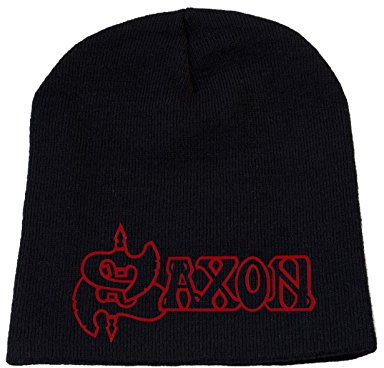 Saxon Mütze Beanie Cap Classic Band Logo offiziell Nue Schwarz One Size