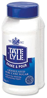 Tate & Lyle Granulated Sugar Shake Pourer Tray - 750g | Supplied in a convenient tray for easy counter storage, ensuring mess-free dispensing and effortless portion control.