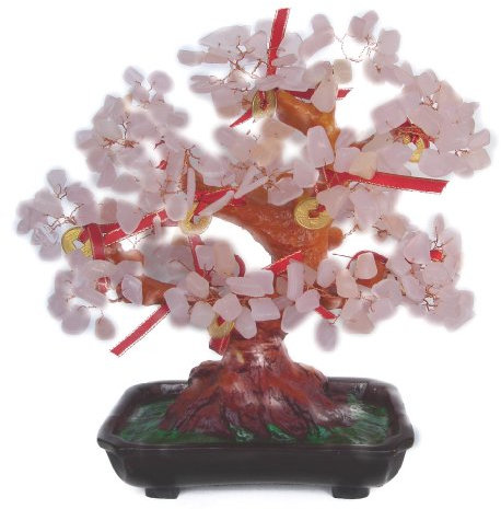 Rose Quartz Tree with Coins