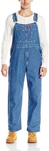 Dickies Uomo, Salopette Bib in denim slavato, BLU INDACO LAVATO A PIETRA, 36W / 34L