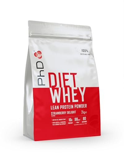 PhD Nutrition Diet Whey Protein Pulver 2kg Erdbeere - High Protein Eiweißpulver für Diäten mit 20g Eiweiß pro Portion, Informed Protein (Verpackungsoptik kann variieren)
