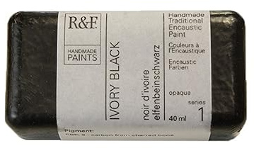 R & F 40ml (small cake) Encaustic (Wax Paint) Ivory Black (1111)