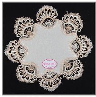 Tischdecke Deckchen, Tischläufer mit wunderschöne Stickerei von SOUNON® - Rund ca. 30cm (Model 008)