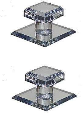 Mirart Mirart Lot de 2 boutons de porte adhésifs en acrylique effet miroir 4,5 cm carrés
