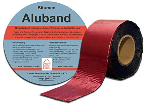 Latzel Dämmstoffe Bitumen Aluband Reparaturband Dichtband Farbe Rot 300 mm - Rolle 10 Meter