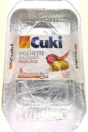 24 x CUKI Vaschette Alluminio Senza Coperchio 6 Porzioni 2 Pezzi