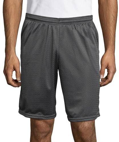 Hanes Herren Shorts mit Netztasche Kurz, Eisenbahngrau, Mittel