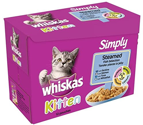 Whiskas Simply Kitten Pouches Steamed Fish Selection in Jelly, 12 x 85g