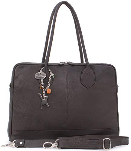 Catwalk Collection Handbags - Damen Leder Schultertasche Groß - Arbeitstasche für Notizbuch A4 - Abnehmbarer Schultergurt - Grosvenor - Schokolade