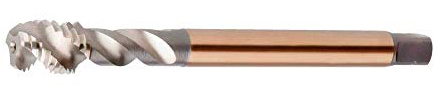 Dormer EX006H Powdered Metal Steel Spiral Flute Threading Tap, Gold Oxide Finish, Round with Square End Shank, Modified Bottoming Chamfer, M4-0.70mm Thread Size, 4.5mm Shank Diameter (Pack of 1)