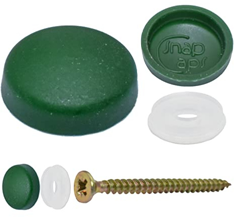 Snap-On Two Piece Dome Screw Cover Caps - Pack of 50 Large Matt Caps & Bases : Heritage Green