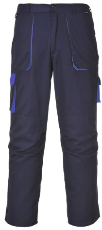 Portwest TX11 Texo Kontrast-Hose 2 Gesäßtaschen Elastischer Bund Doppelnaht | Marine, L, UPF 50+, EN 14404, 40% Polyester, Baumwolle, Knieschonertaschen, Klettverschluss