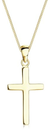 Elli PREMIUM Halskette Damen Kreuz Anhänger Klassisch aus 375 Gelbgold