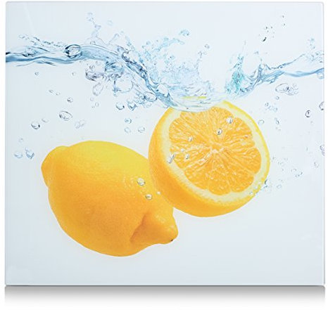 Zeller Herdblende-/Abdeckplatte Lemon Splash, Glas, 56x50x2 cm, 26305
