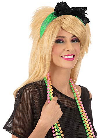 Bristol Novelty BA257 Spitzen-Stirnband im 1980er-Jahre-Stil in Neongrün, Women, Grün, Einheitsgröße