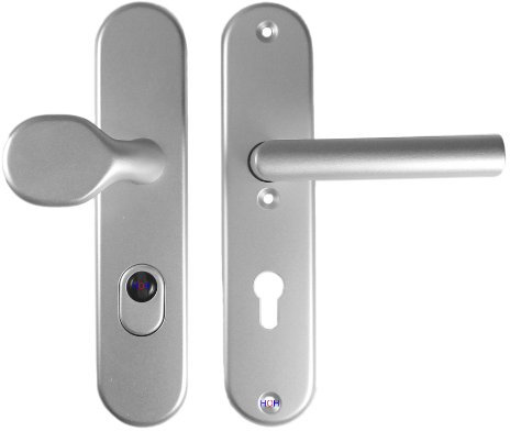 Wohnungstür Schutzbeschlag 1588 T-Form WE-72 mm Alu-F1 mit Knauf ZA Türdrücker