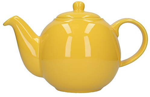London Pottery Globe Teapot with Strainer, Ceramic, Yellow, 6 Cup Capacity (1.2 Litre)