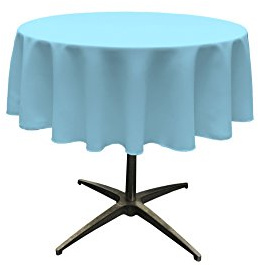 LA Linen Poplin Round Tablecloth, Polyester, light turquoise, 51-Inches
