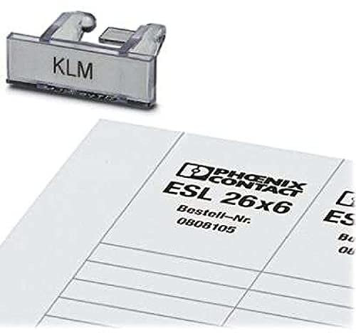PHOENIX CONTACT KLM + ESL 26X6 Klemmenleisten-Kennzeichnungsträger, 35 Clipfix, 26 mm x 6 mm Schriftfeldgröße des Einsteckstreifens, Transparent, 100 Stück