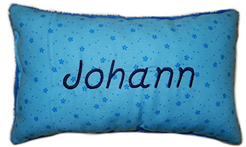 Blaues Schmusekissen * Kuschelkissen * nur Name * mit Namen Bestickt * 17 x 29 cm * SK-bl_0085