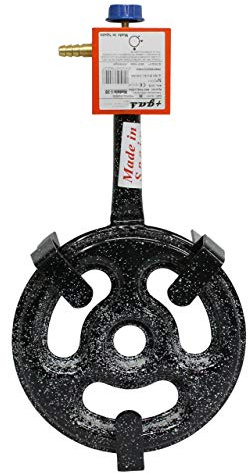 Garcima 76020 Butan/Propan Gasring mit Gasauslassseite 20cm, Edelstahl, Schwarz