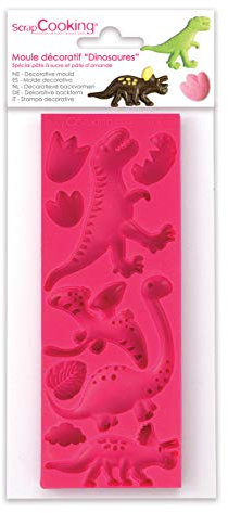 Scrapcooking 3449 Dinosaures Moule Pâte Silicone Rose 21,7 x 9,5 x 0,8 cm