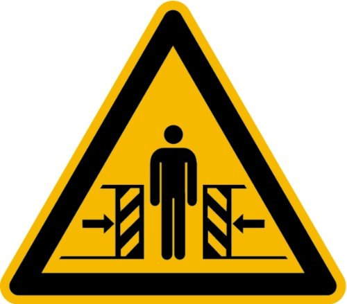 LEMAX® Aufkleber Warnschild, Warnung vor Quetschgefahr W019 DIN EN ISO 7010 Folie selbstkl. gelb/schwarz, 100mm