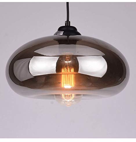 KOSILUM - Suspension goutte d'eau verre fumé noire - Ellipse - Lumière Blanc Chaud Eclairage Salon Chambre Cuisine Couloir - 1 x 60W - - E27 - IP20