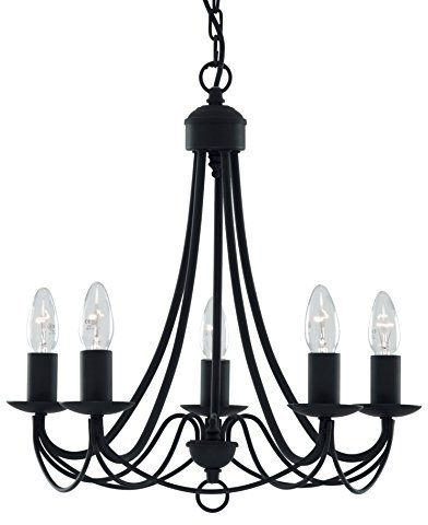 Searchlight Maypole 5 Light Classical Matt Black Ceiling Fitting Chandelier New