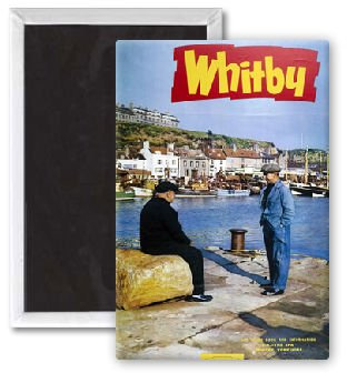 Whitby It's Quicker By Rail - 3x2 inch Fridge Magnet - large magnetic button