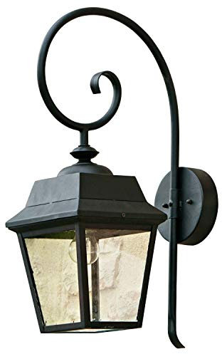 LOBERON Außenwandlampe Lewarde, im Stil historischer Hoflaternen, mit antikem Charme, Outdoor, Außenleuchte, Terrassenbeleuchtung, Eisen, Glas, schwarz