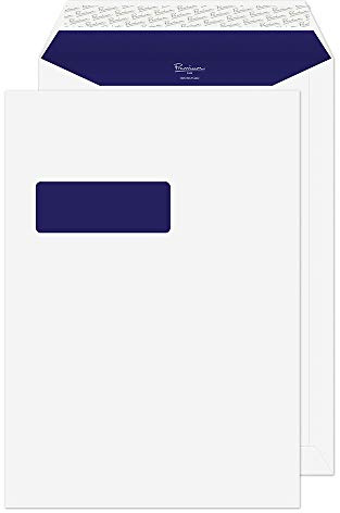 Blake Pure - Premium Wove Recycled Window Envelopes C4 (324 x 229mm) - Pack of 250 - Thickness 120GSM - Peel & Seal White Envelopes 12.8 x 21.5 - FSC Certified - Laser & Printer Compatible (RP84892)