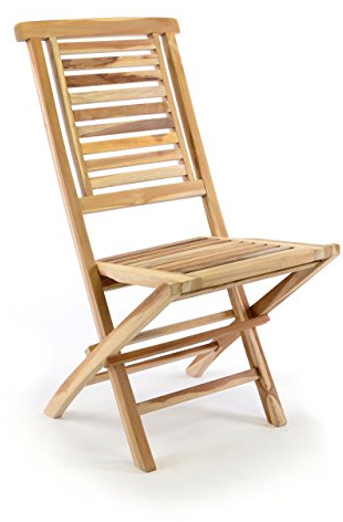 Divero klappbarer Gartenstuhl HANTOWN, Teak Holz, unbehandelt - Braun