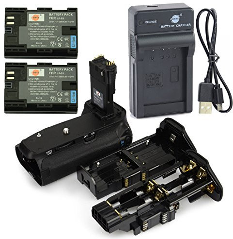 DSTE BG-E14 Poignée Batterie + 2x LP-E6 Batterie + USB Chargeur pour Canon EOS 70D 80D