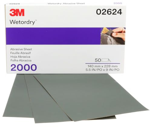 3M Wetordry Abrasive Sheet, 02624, 2000+ Grade, 5 1/2 in x 9 in
